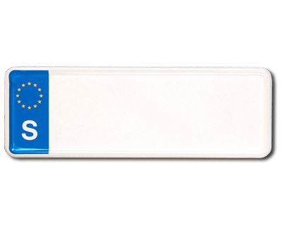 Pram plate 260 x 88 mm white reflective with EU-sign